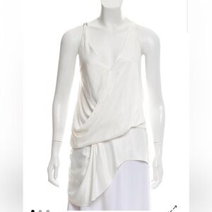 Helmut Lang Cream Satin Wrap Draped Camisole Top